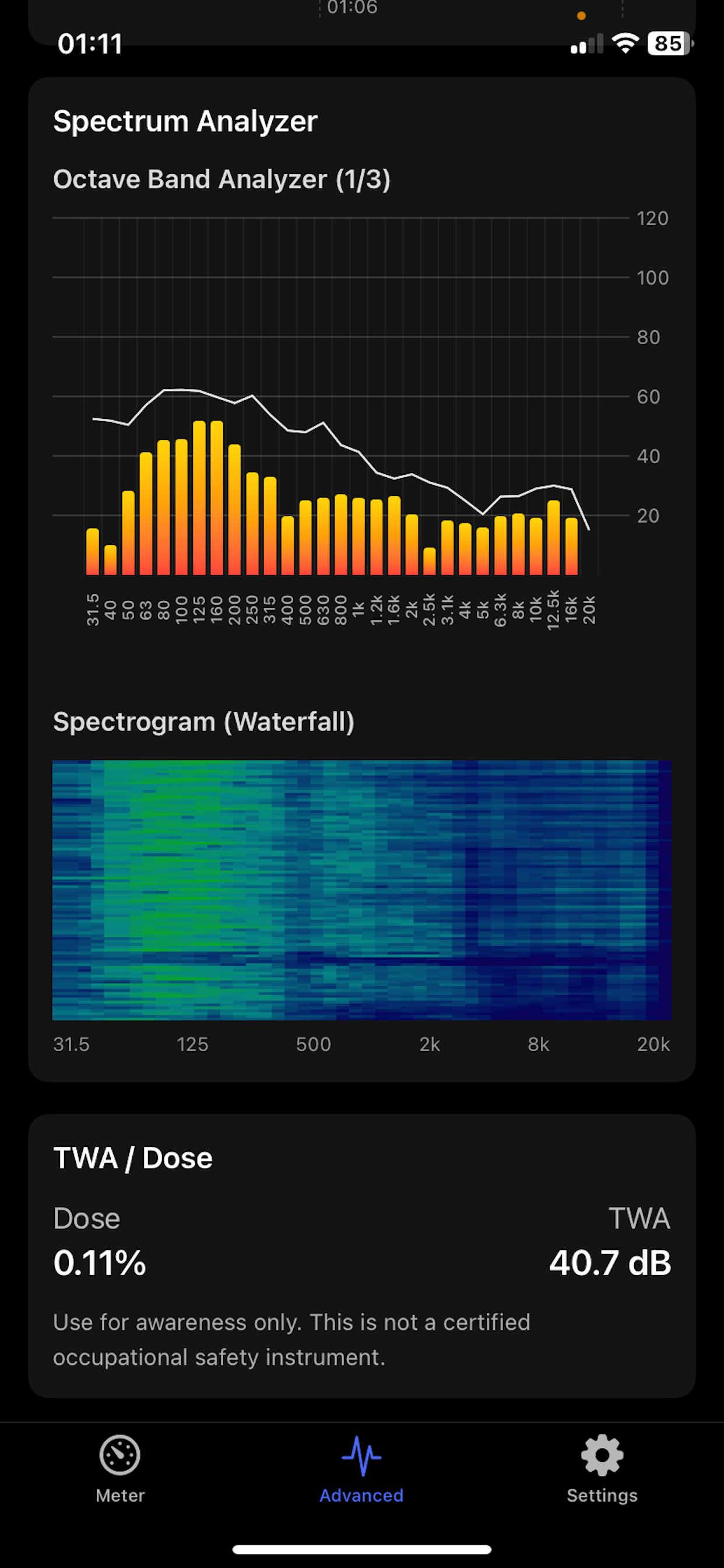 Decibel Meter — spectrum and noise analysis