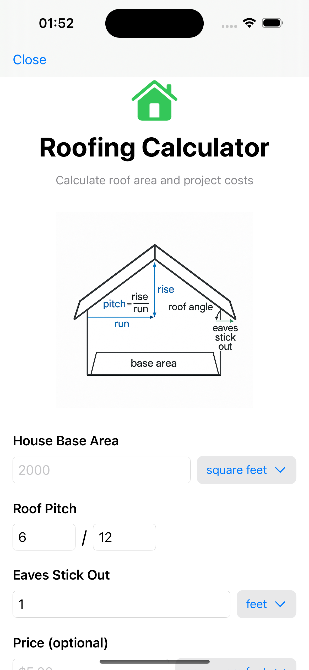 roof pitch calculator