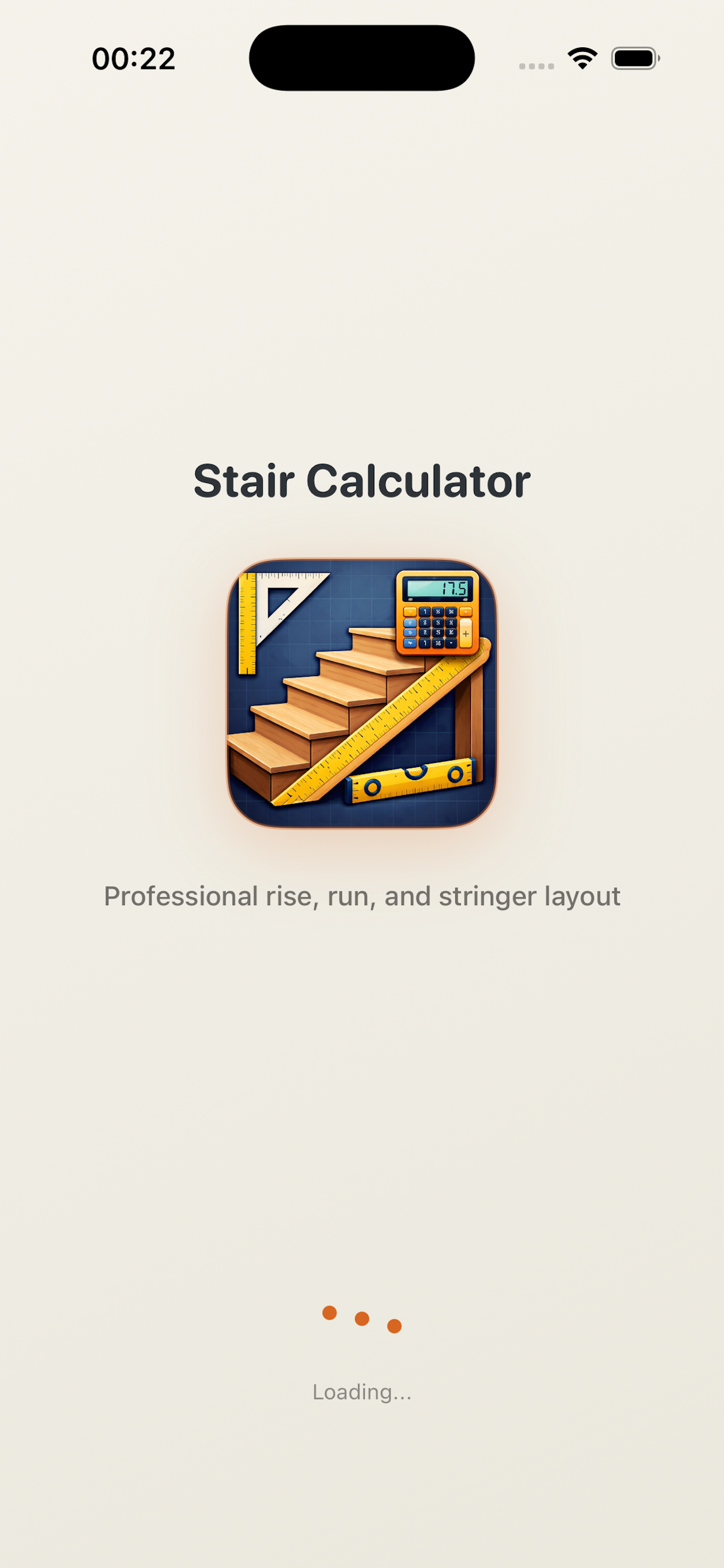 Stair Calculator main screen