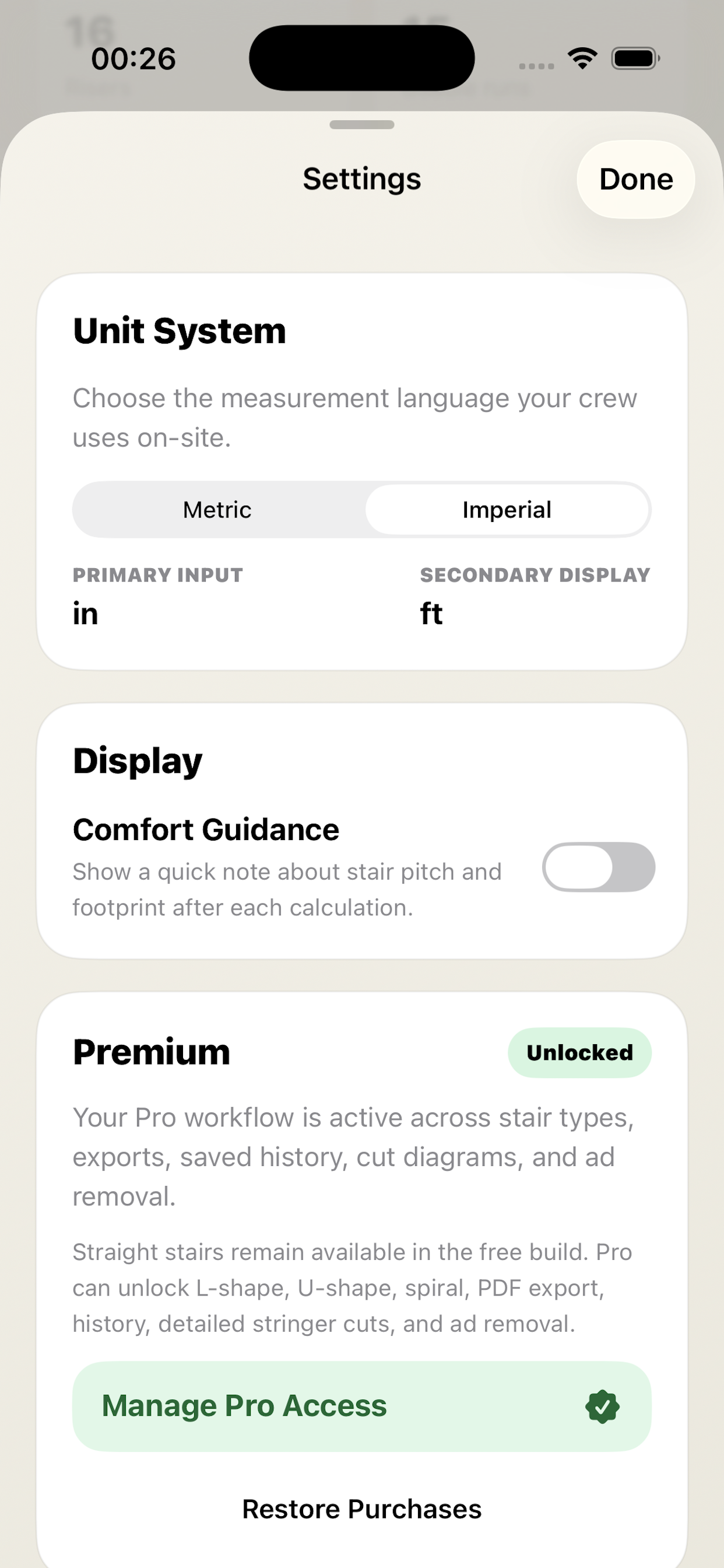 Stair Calculator app screen 7