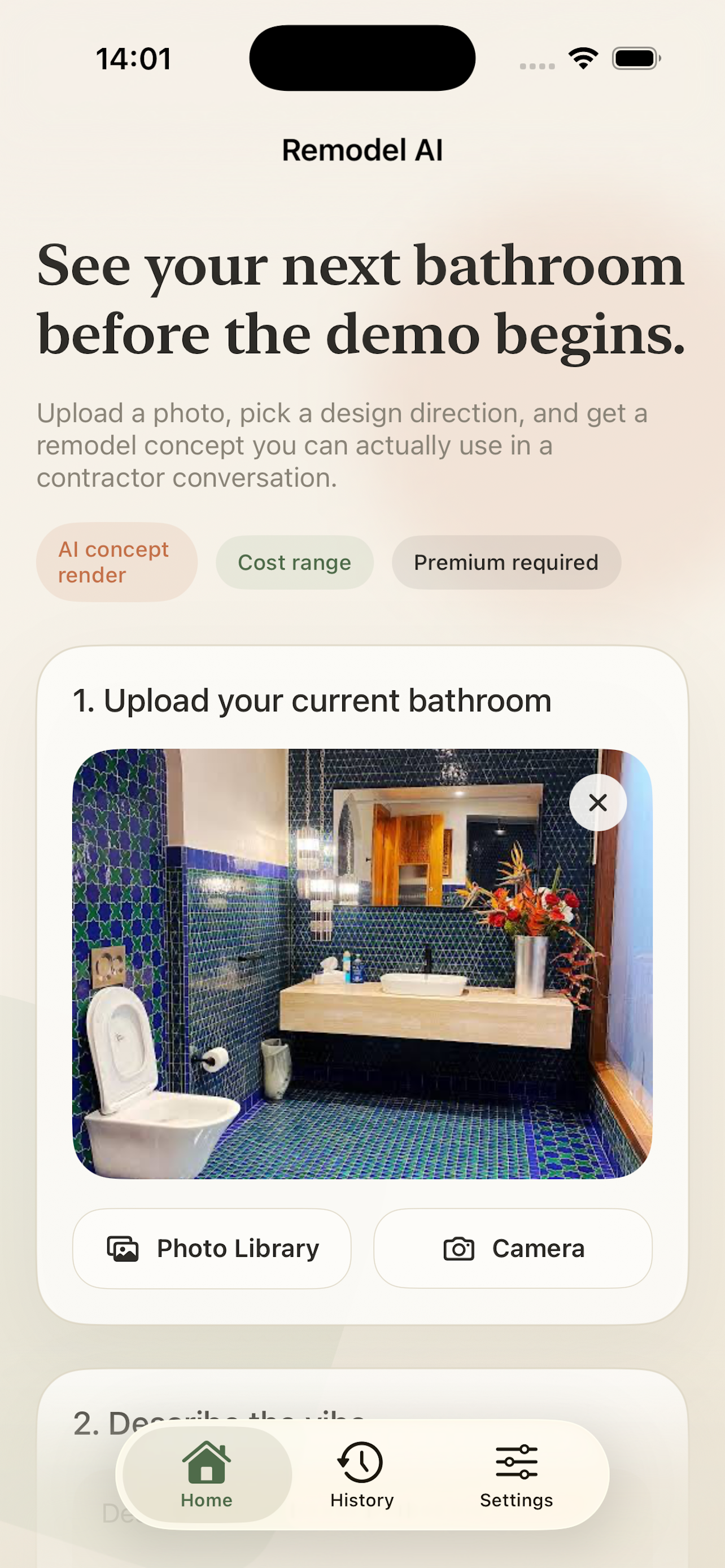 AI bathroom visualizer result