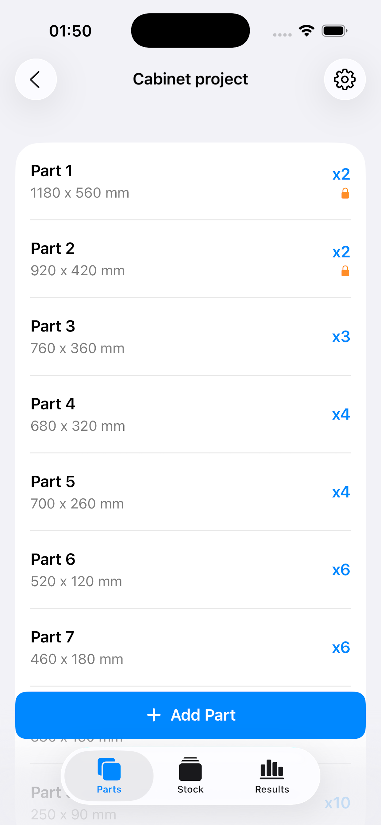 CutList Optimizer — sheet layout