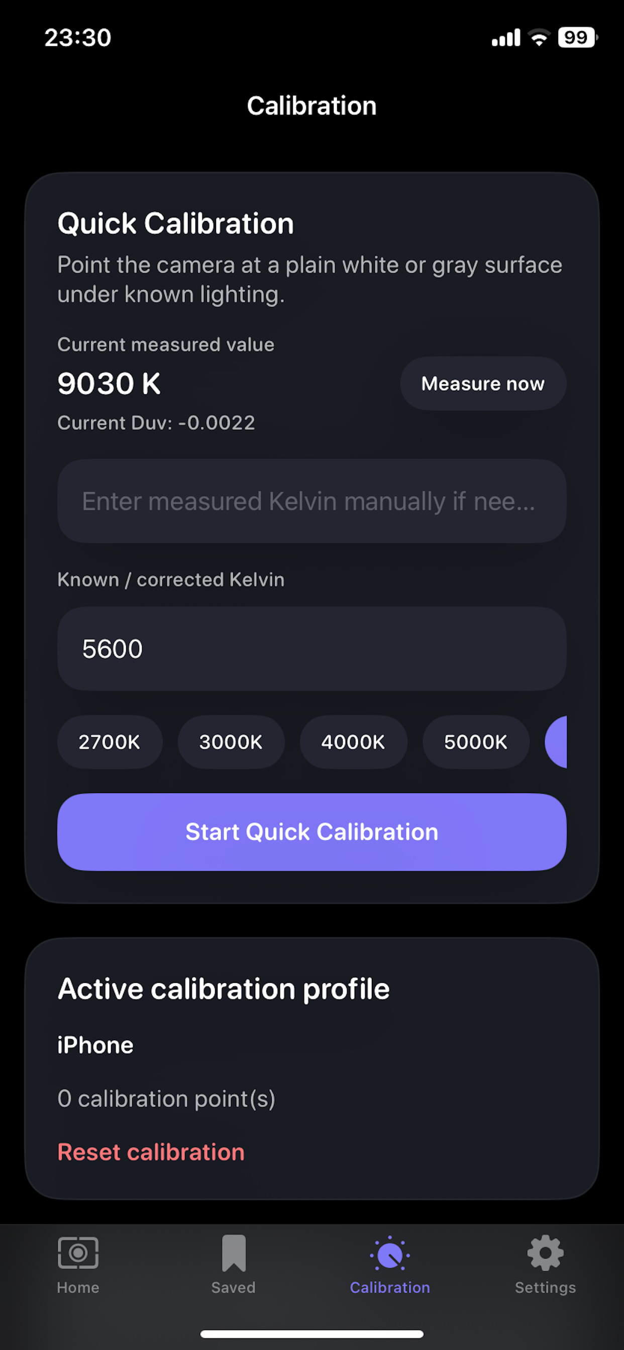 Kelvin Light Scale app screen 5