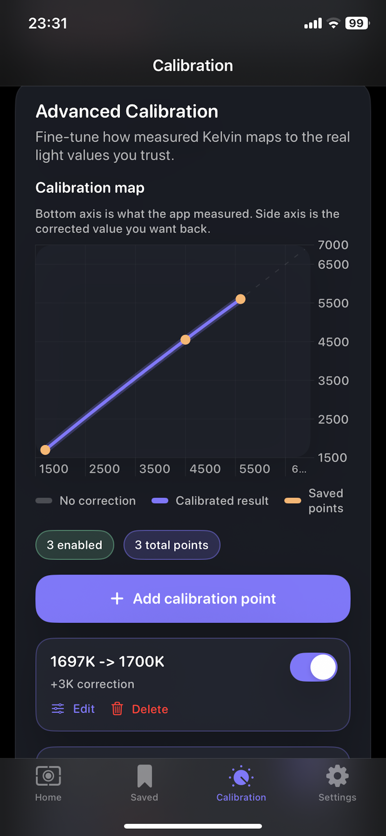 Kelvin Light Scale app screen 7