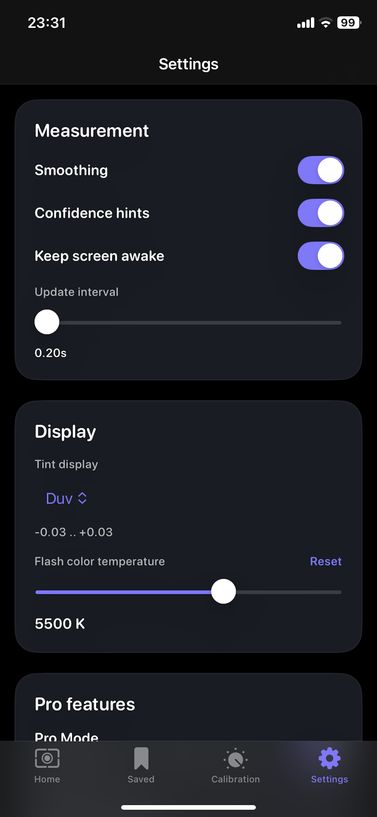 Kelvin Light Scale app screen 8